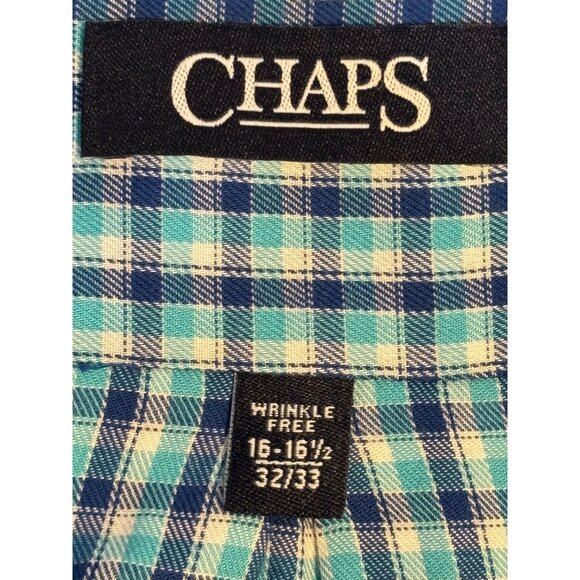 Chaps Men's Classic Fit Plaid Wrinkle-Free Button Down Shirt 16-16.5" 32/33 - Picture 4 of 6